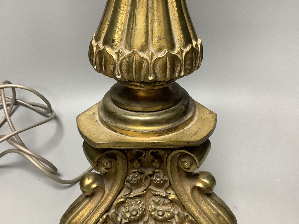 A 20th century gilt metal table lamp, height 65cm